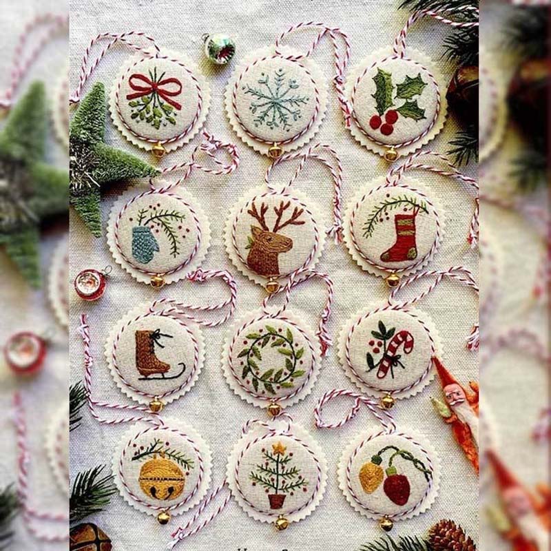 Hand Embroidery Christmas Ornaments Kit