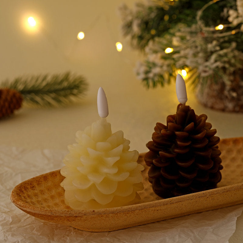 Flameless Pinecone Candles