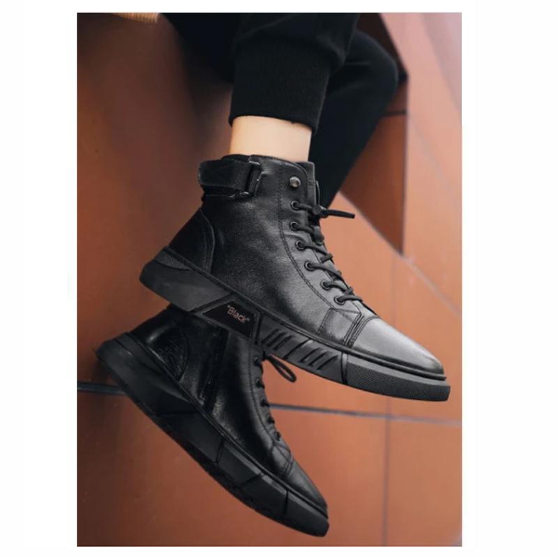 Black Warm Leather Boots