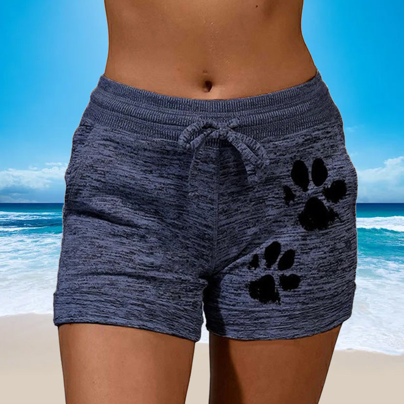 Women's Knitted Shorts With Paw Print