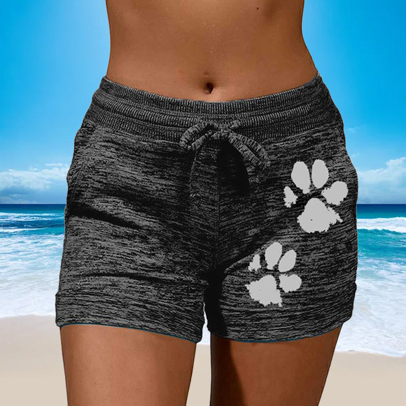 Women's Knitted Shorts With Paw Print