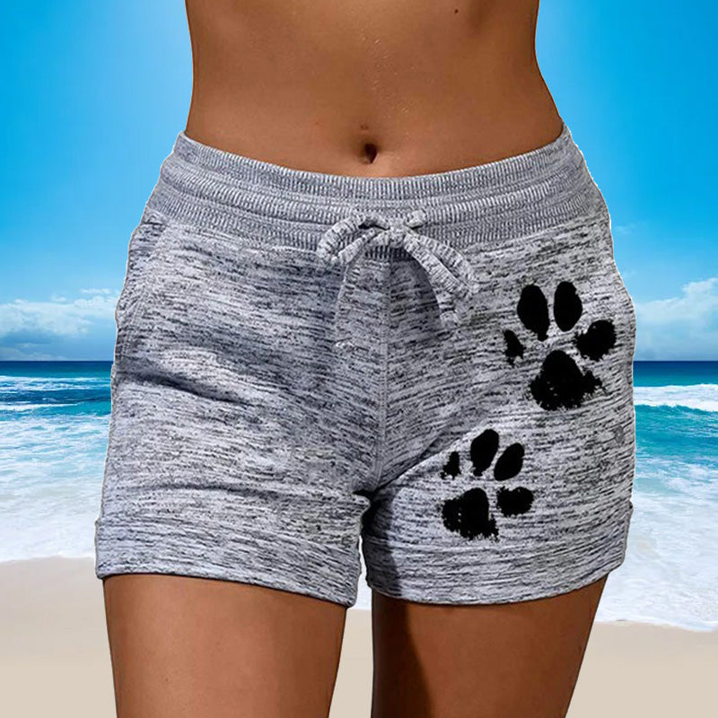 Women's Knitted Shorts With Paw Print