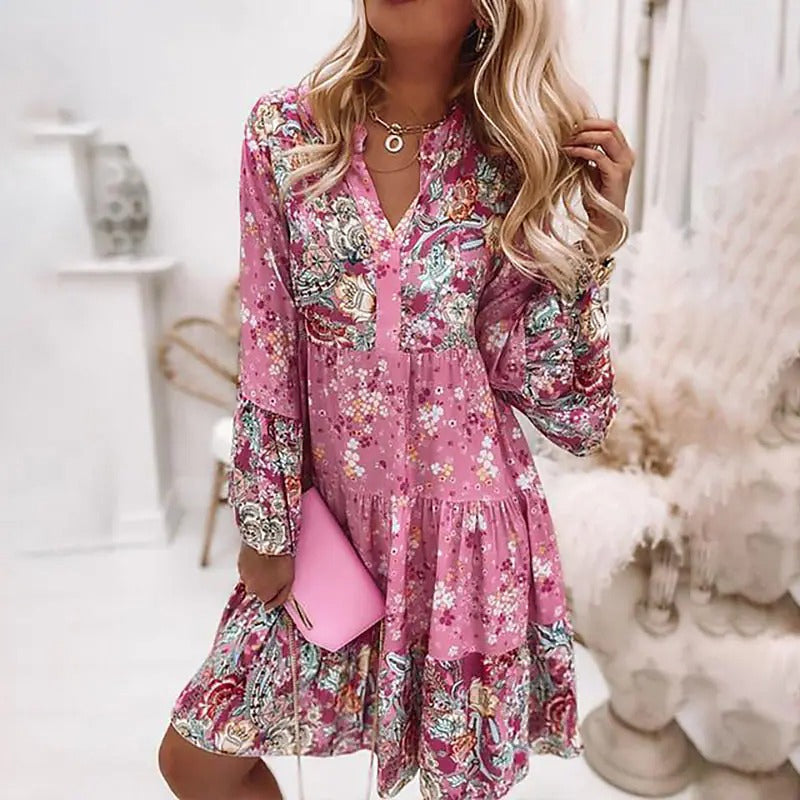 Long-Sleeved Floral Dress