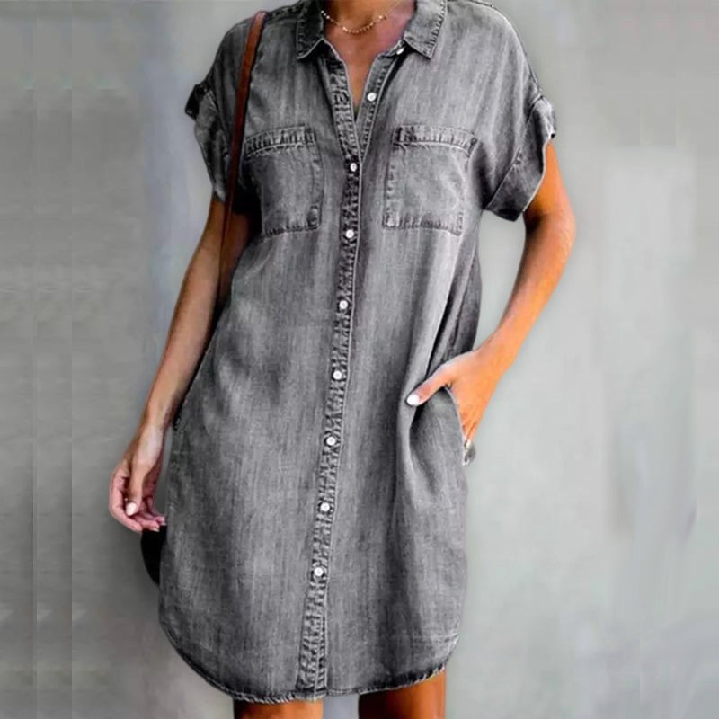 Casual Denim Short Sleeve Dress