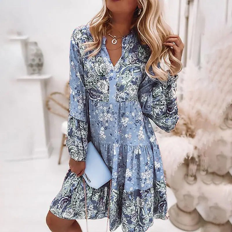 Long-Sleeved Floral Dress