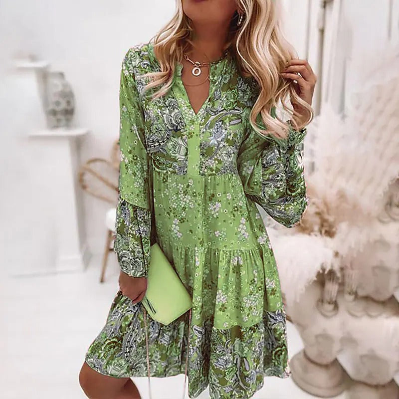 Long-Sleeved Floral Dress