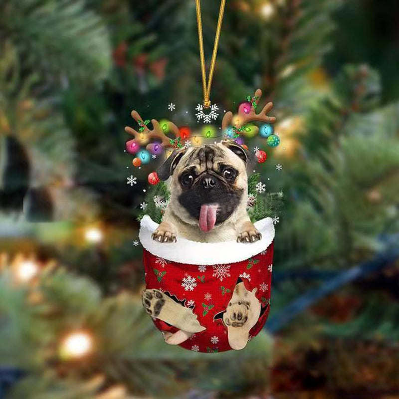 Cute Christmas Sock Dog Ornament