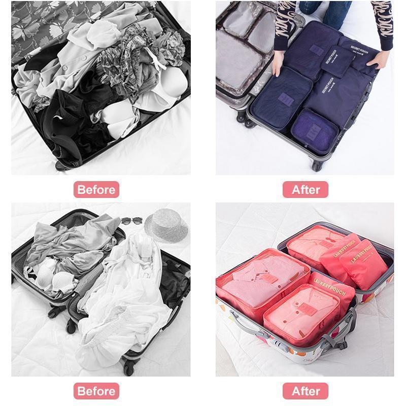 6 Pieces Portable Luggage Packing Cubes