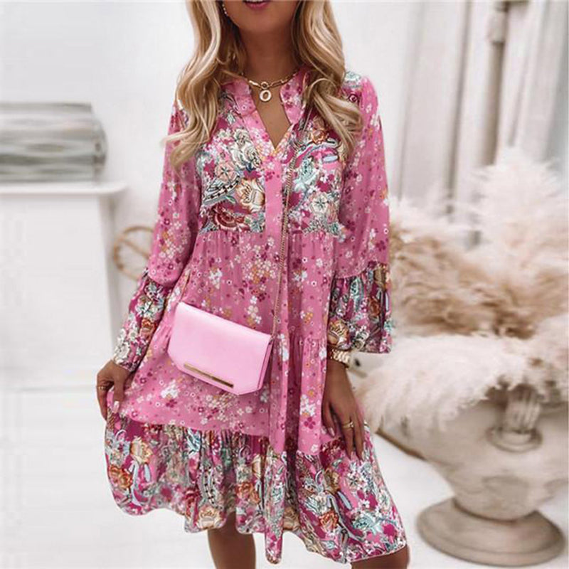 Long-Sleeved Floral Dress