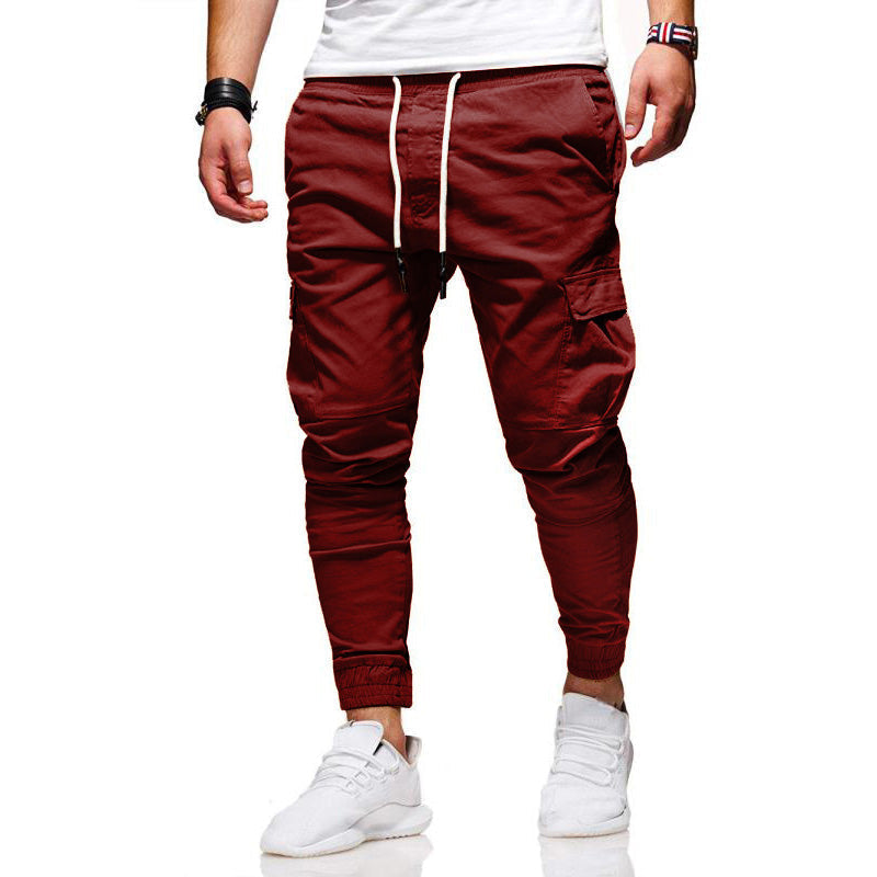 Solid Color Drawstring Casual Joggers