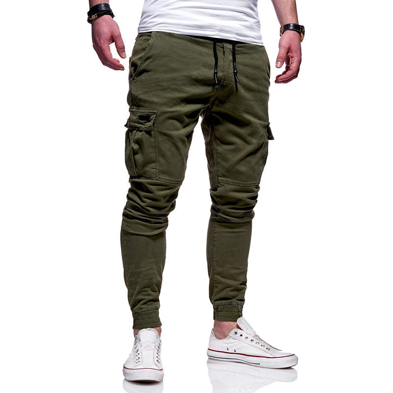 Solid Color Drawstring Casual Joggers